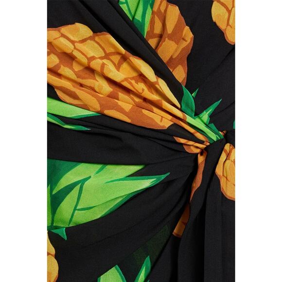 Dolce & Gabbana Runway Pineapple Wrap Silk Mini Dress Multicolor IT 42 M - Picture 8 of 13